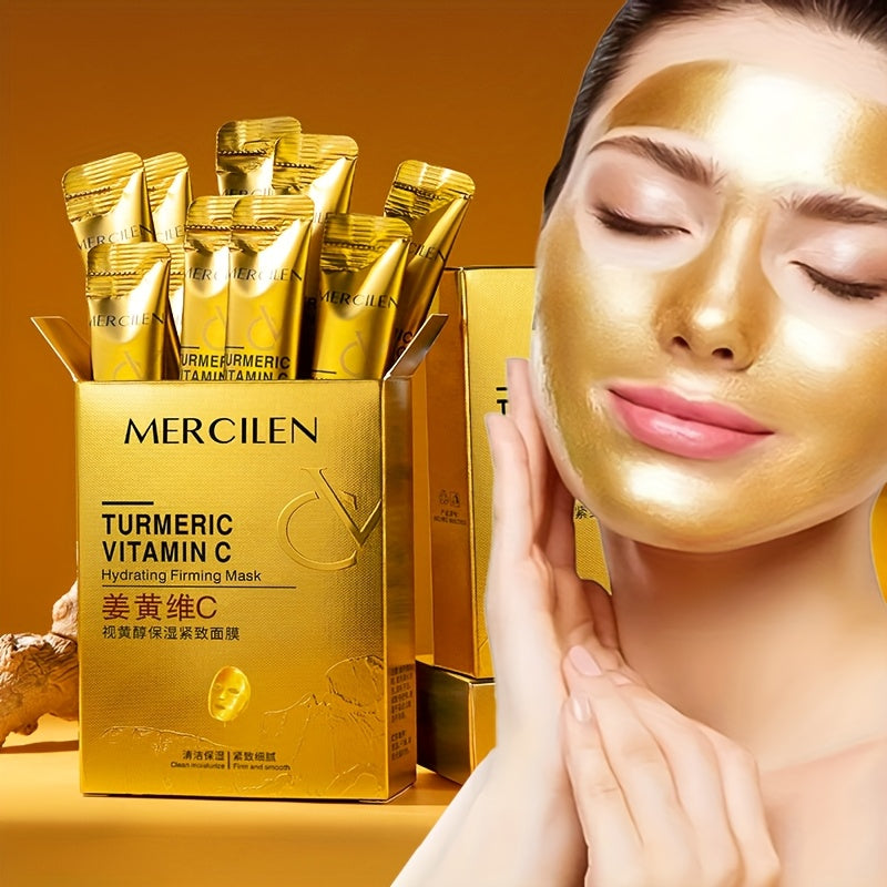 Máscara Hidratante e Firmadora com Cúrcuma, Vitamina C e Retinol – Kit 6g x 10 Unidades