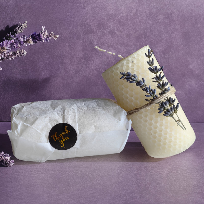Kit 2 Velas de Cera de Abelha com Aroma de Lavanda