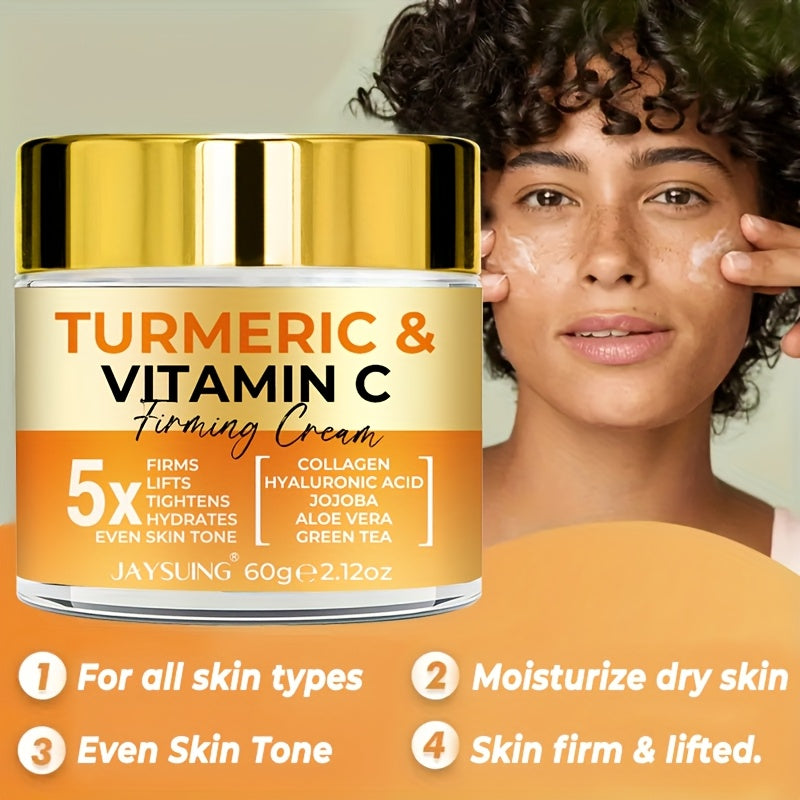 Creme Firmador JAYSUING com Cúrcuma e Vitamina C – Hidratante Unissex com Ácido Hialurônico, Colágeno, Jojoba e Vitamina E
