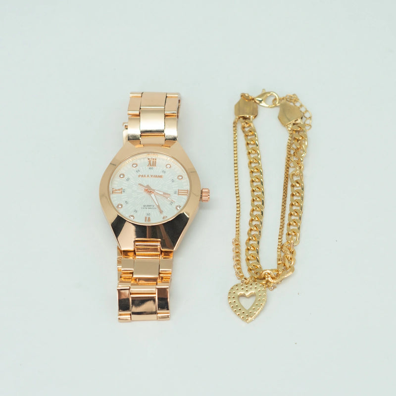 Kit Relógio Feminino Elegance e Pulseira com Pingente