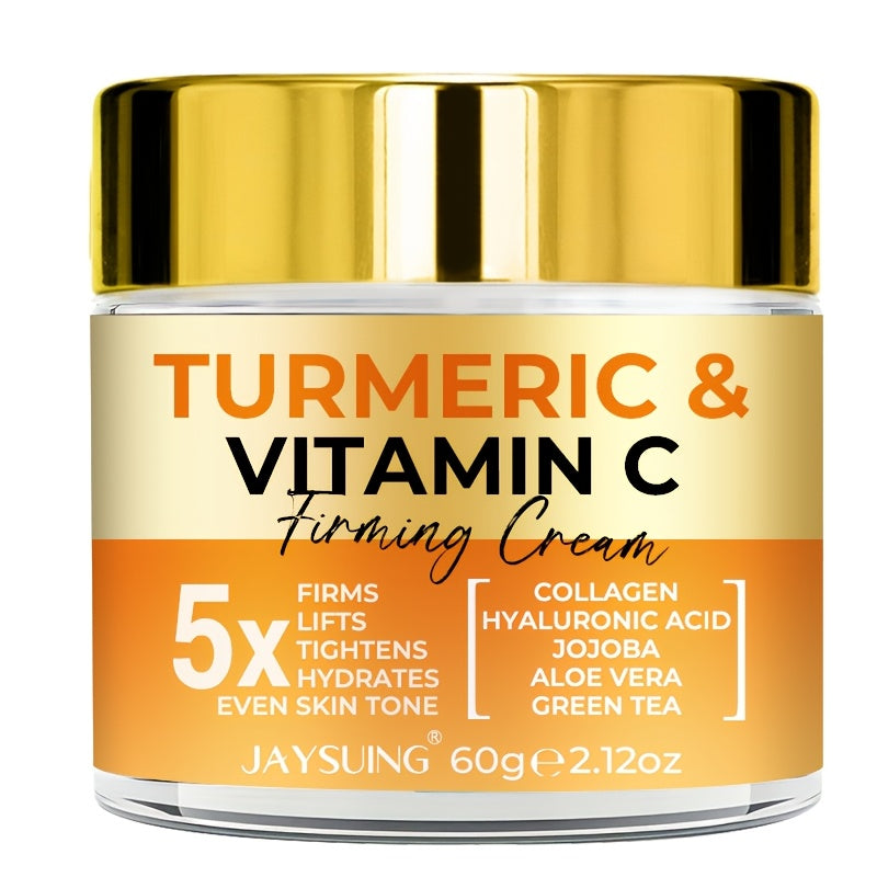 Creme Firmador JAYSUING com Cúrcuma e Vitamina C – Hidratante Unissex com Ácido Hialurônico, Colágeno, Jojoba e Vitamina E