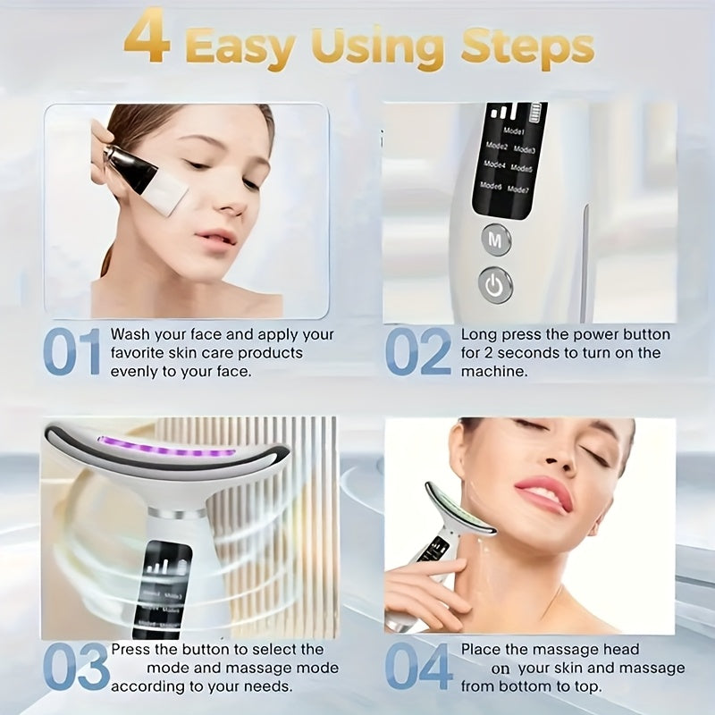 Massageador Facial e de Pescoço 7 em 1 com LED