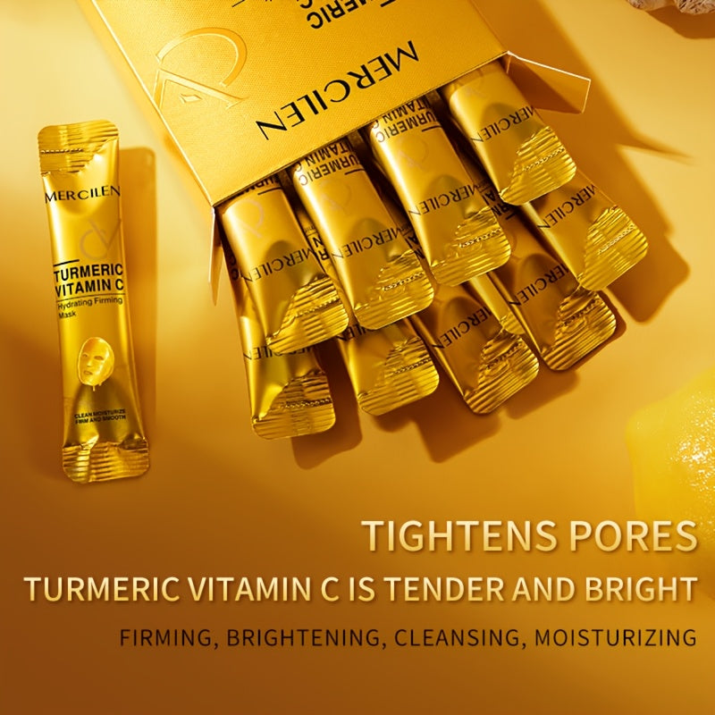 Máscara Hidratante e Firmadora com Cúrcuma, Vitamina C e Retinol – Kit 6g x 10 Unidades