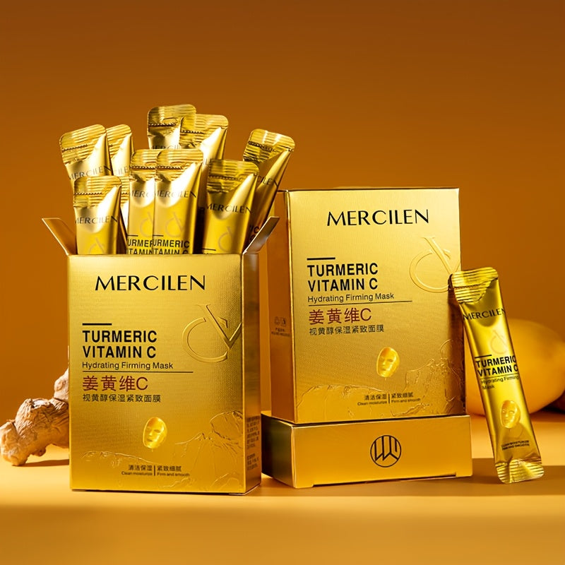 Máscara Hidratante e Firmadora com Cúrcuma, Vitamina C e Retinol – Kit 6g x 10 Unidades