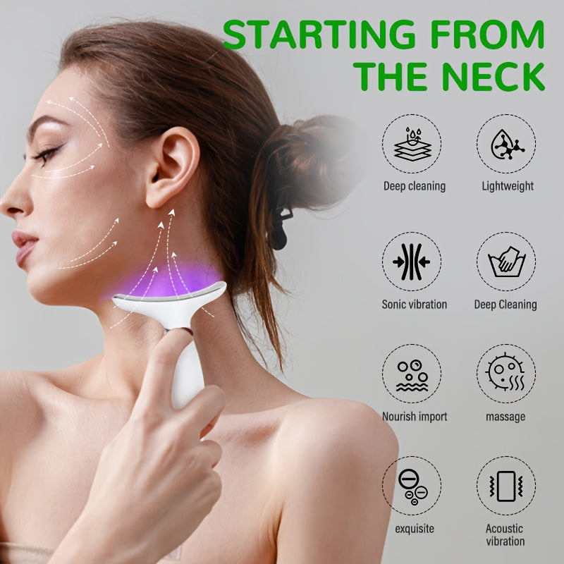Massageador Facial e de Pescoço 7 em 1 com LED