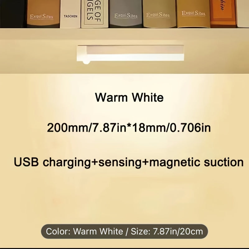 Luz Noturna LED Recarregável USB com Sensor de Movimento – Auto Liga Sem Fio