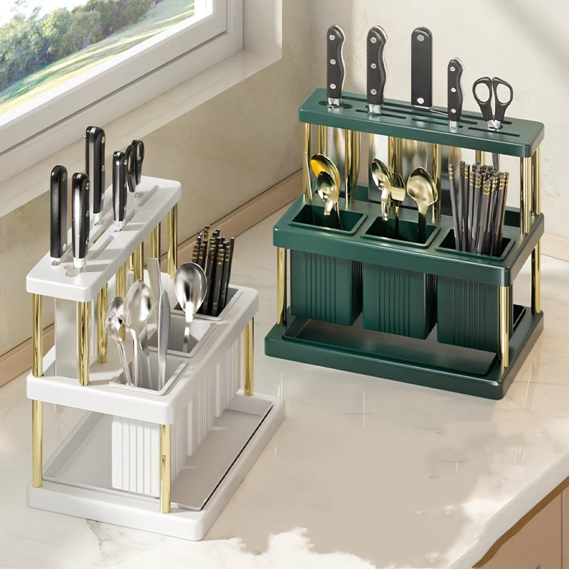 Suporte Organizador para Facas de Cozinha com Compartimento Extra
