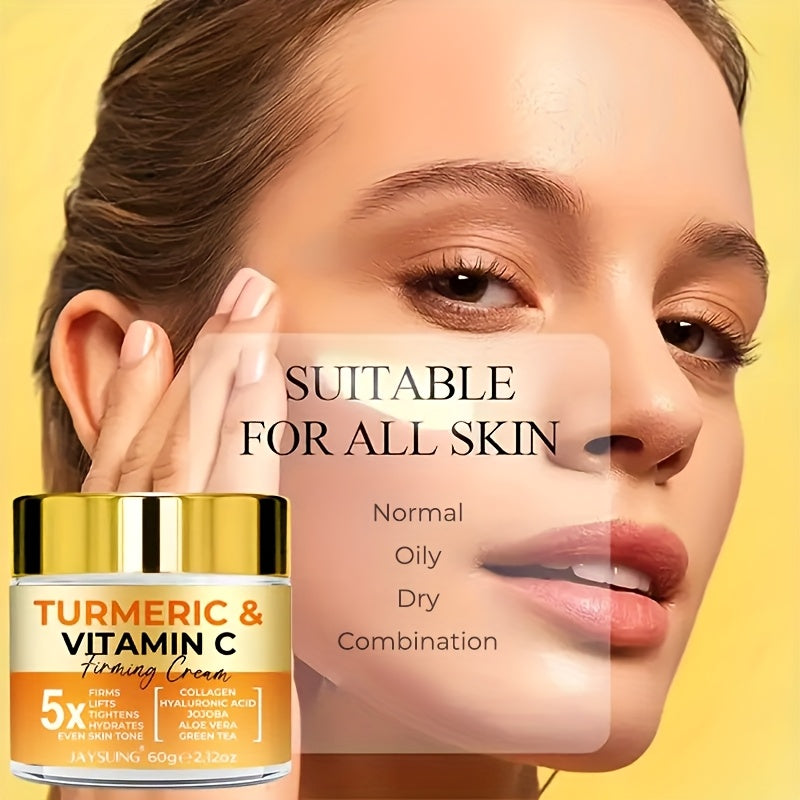 Creme Firmador JAYSUING com Cúrcuma e Vitamina C – Hidratante Unissex com Ácido Hialurônico, Colágeno, Jojoba e Vitamina E