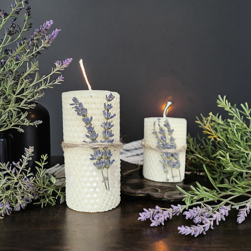 Kit 2 Velas de Cera de Abelha com Aroma de Lavanda