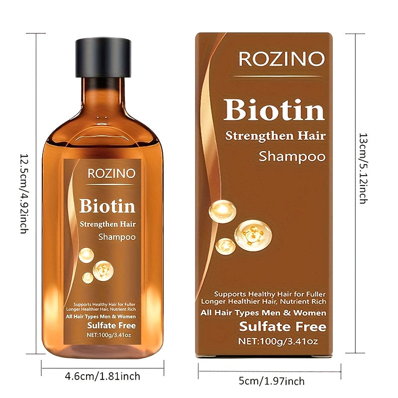 Shampoo ROZINO com Biotina – Controle da Oleosidade, Volume e Ação Anti-Frizz (100g)