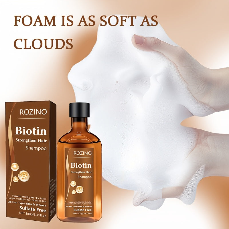 Shampoo ROZINO com Biotina – Controle da Oleosidade, Volume e Ação Anti-Frizz (100g)