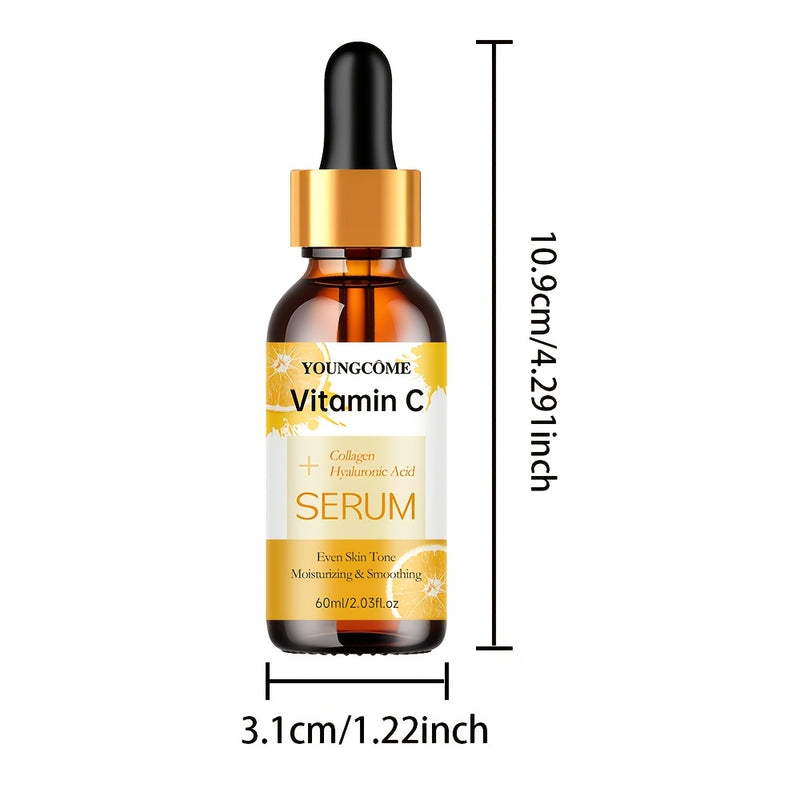 Sérum Facial YOUNGCOME Vitamina C com Retinol, Ácido Hialurônico e Aloe – Hidratação, Nutrição e Firmeza para Todos os Tons Bege Claro