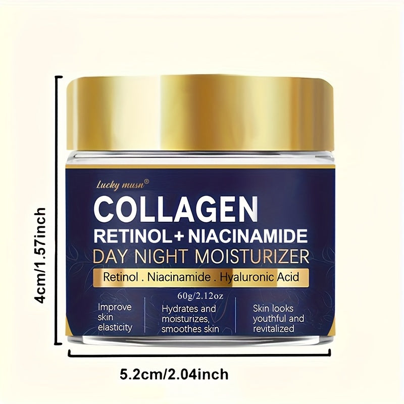 Lucky Musn Hidratante Facial Dia e Noite – Colágeno, Retinol e Niacinamida para Pele Renovada e Radiante