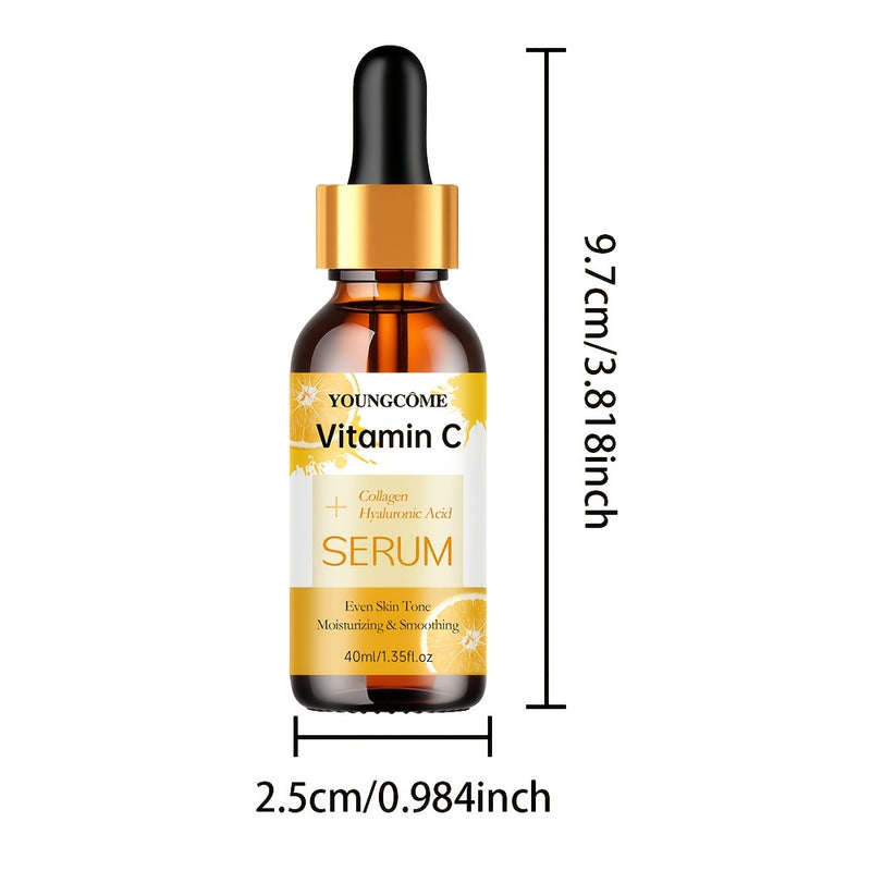 Sérum Facial YOUNGCOME Vitamina C com Retinol, Ácido Hialurônico e Aloe – Hidratação, Nutrição e Firmeza para Todos os Tons Bege Claro