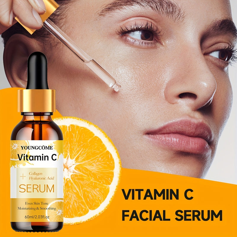 Sérum Facial YOUNGCOME Vitamina C com Retinol, Ácido Hialurônico e Aloe – Hidratação, Nutrição e Firmeza para Todos os Tons Bege Claro