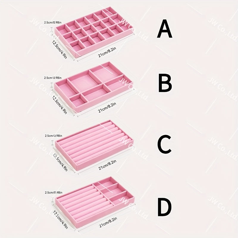 Kit 4 Organizadores de Veludo para Joias – Painel Multi-Grade