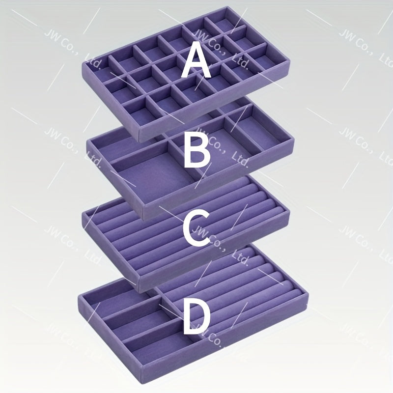 Kit 4 Organizadores de Veludo para Joias – Painel Multi-Grade