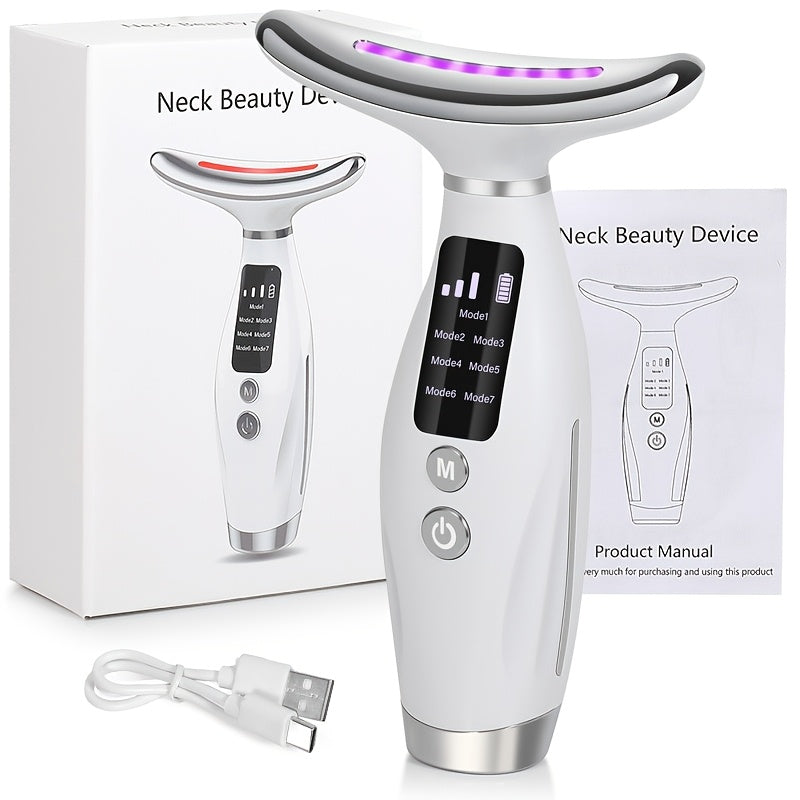 Massageador Facial e de Pescoço 7 em 1 com LED