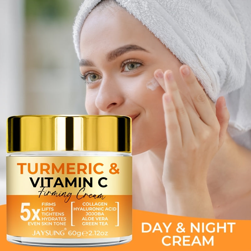 Creme Firmador JAYSUING com Cúrcuma e Vitamina C – Hidratante Unissex com Ácido Hialurônico, Colágeno, Jojoba e Vitamina E