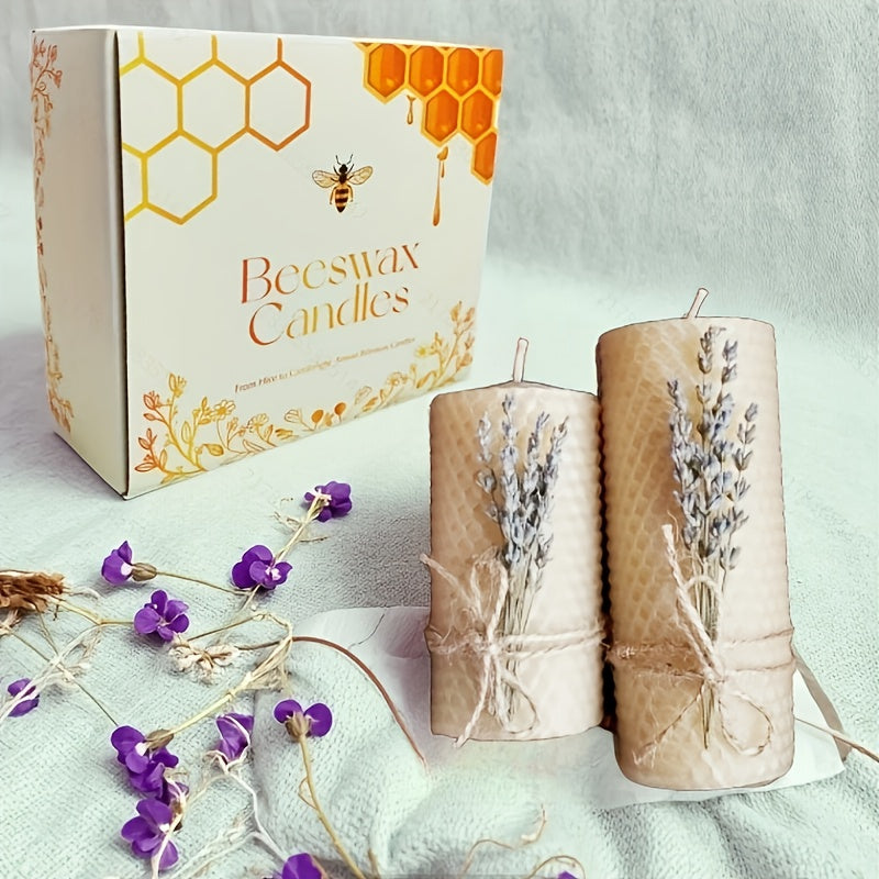 Kit 2 Velas de Cera de Abelha com Aroma de Lavanda