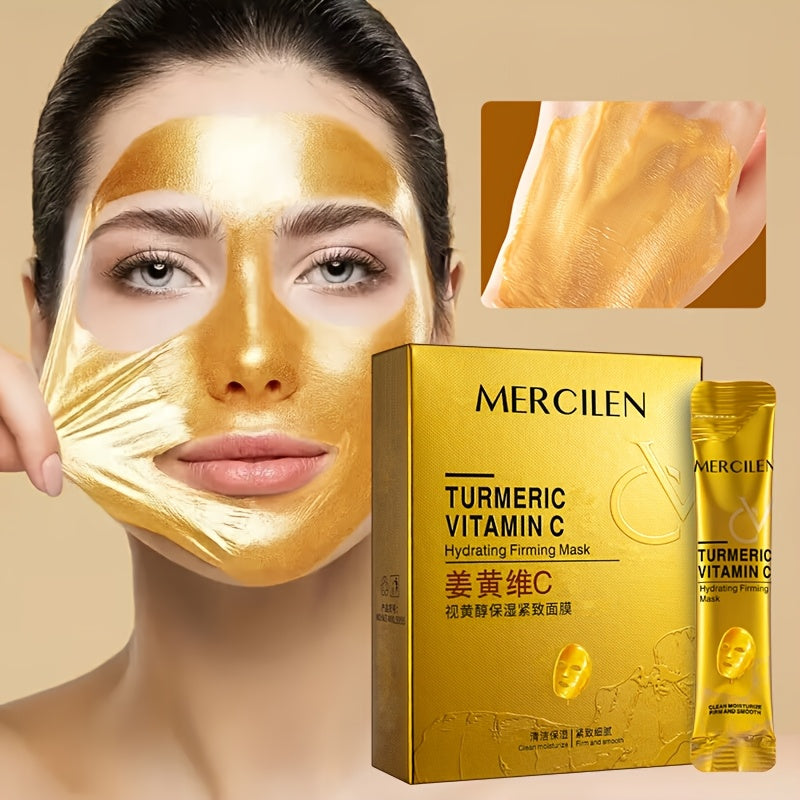 Máscara Hidratante e Firmadora com Cúrcuma, Vitamina C e Retinol – Kit 6g x 10 Unidades