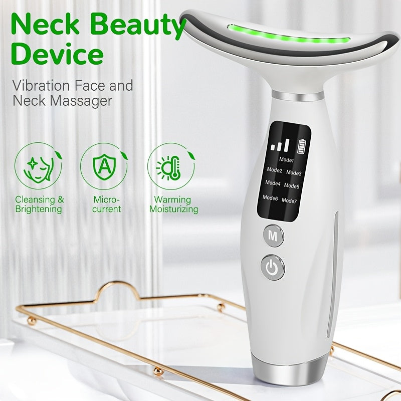 Massageador Facial e de Pescoço 7 em 1 com LED